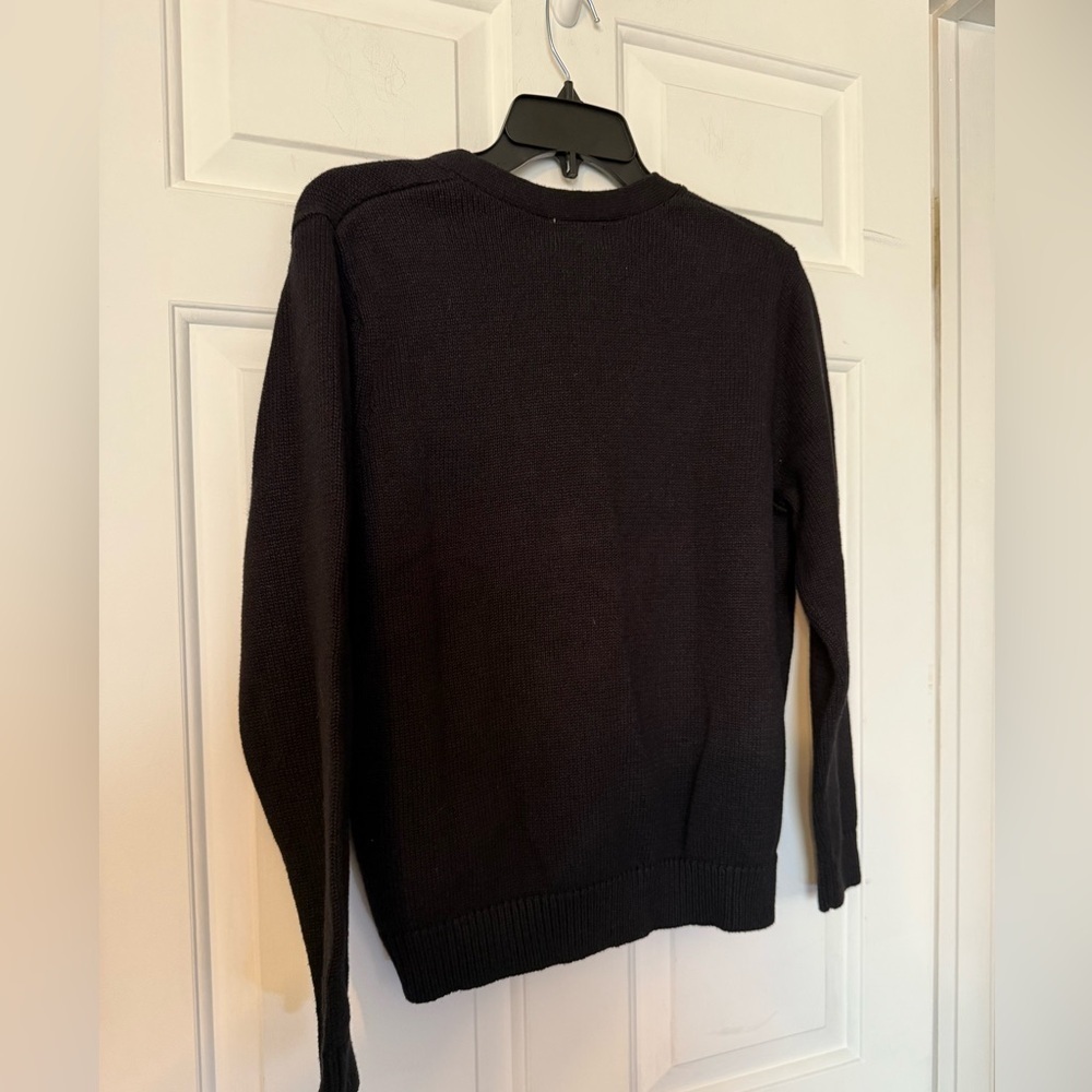 Classic Elements Christmas Holly Embroidered Black Sweater Cardigan Medium NWT - Picture 7 of 9